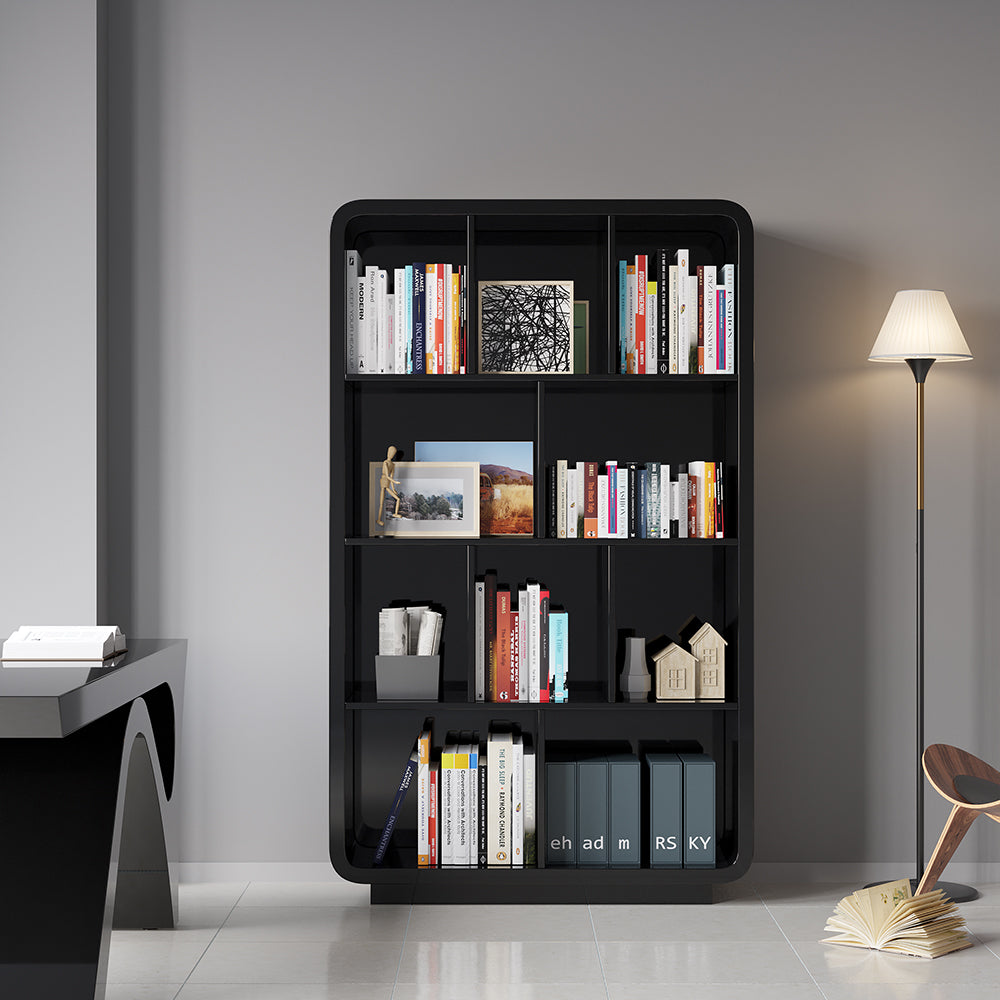 Chicent 2000mm Modern Black Bookshelf 4-Tier Standard Bookcase with Rich Storage