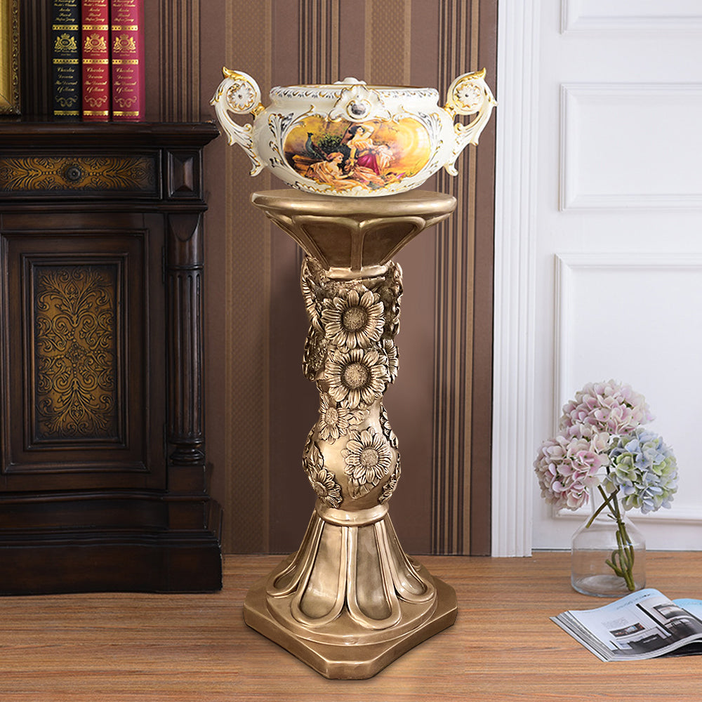 740mm Large Tall Vintage Sunflower Pedestal Plant Stand Indoor Decor Sculpture in Gold