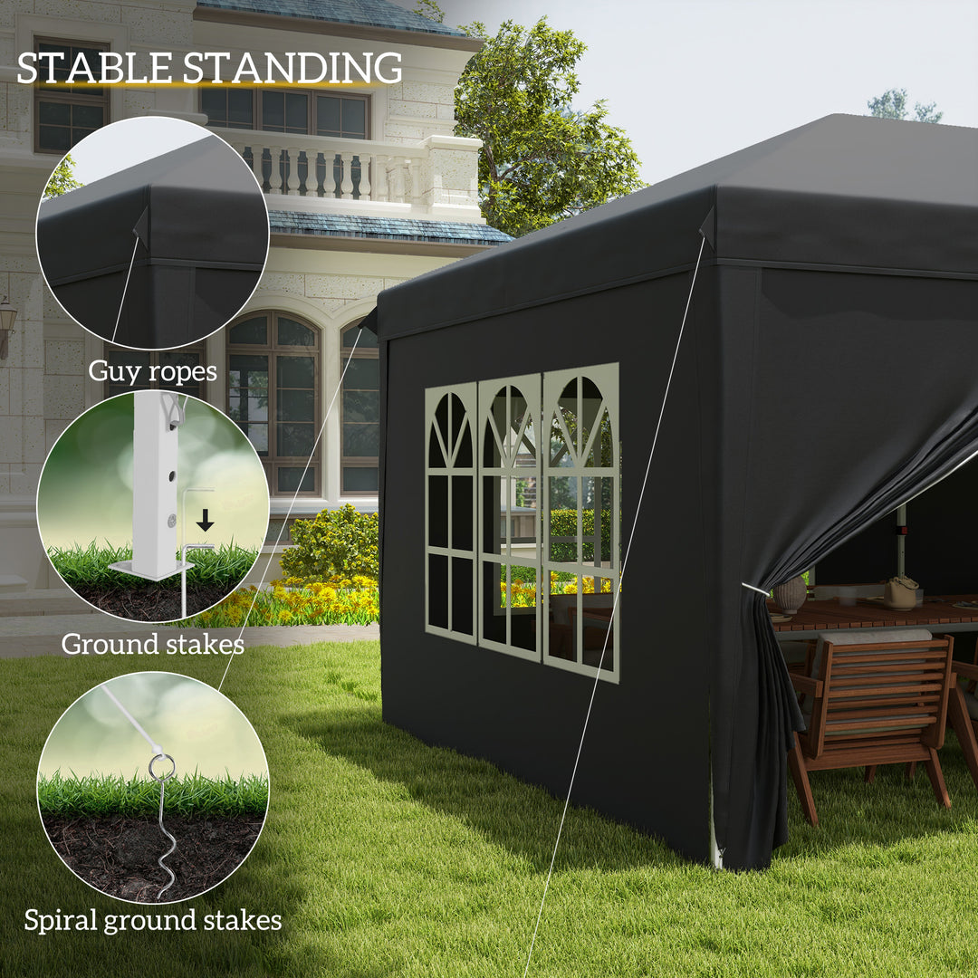 3 x 6 m Pop Up Gazebo with Sides and Windows