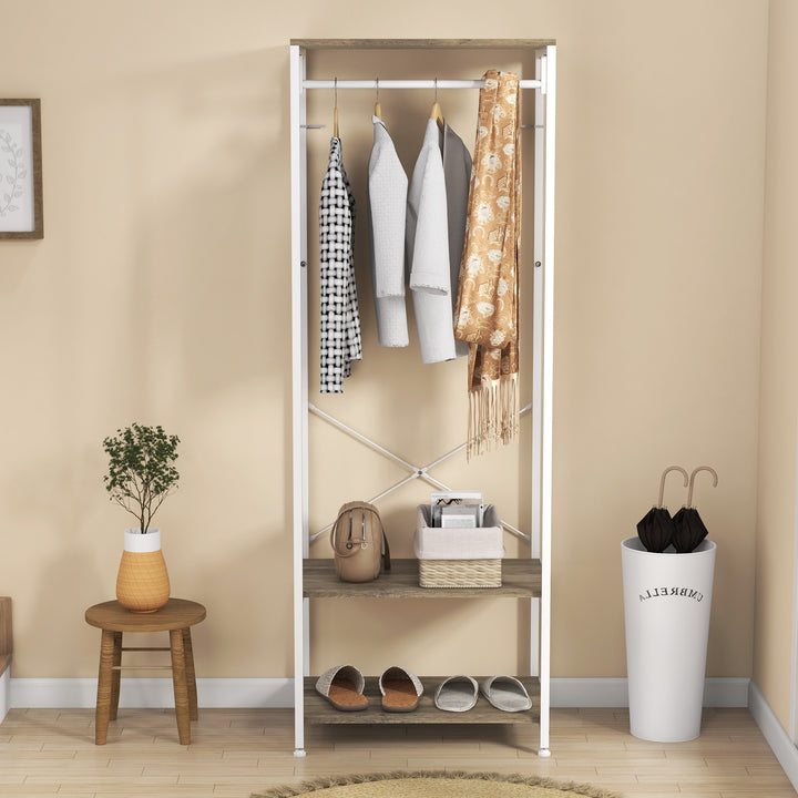 Hallway Coat Rack and Shoe Bench Tree - Grey