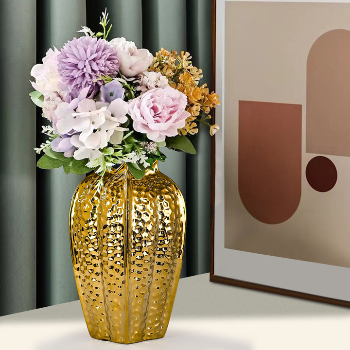 300mm Large Glam Gold Abstract Ceramic Flower Vase Living Room Bedroom Table