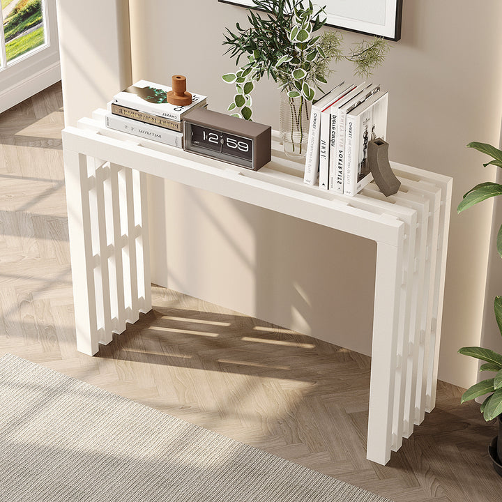 1220mm Modern White Waterfall Console Table Narrow Wooden Entryway Table