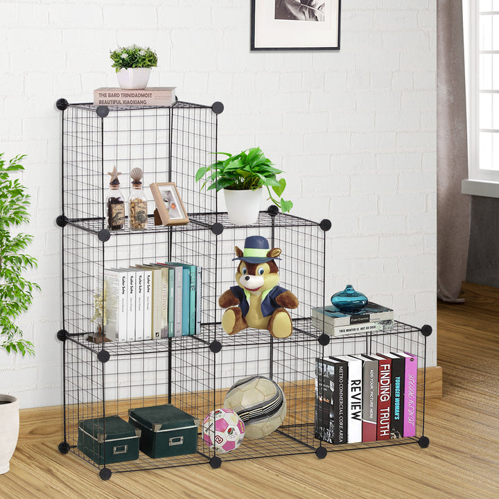 Interlocking 6 Cube Metal Wire Storage Rack