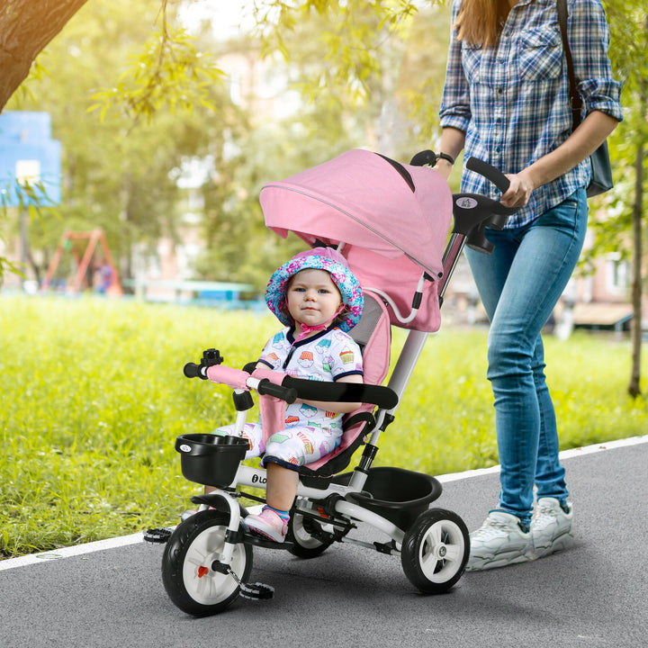 Metal Frame 4 in 1 Baby Push Tricycle with Parent Handle for 1-5 Years Old