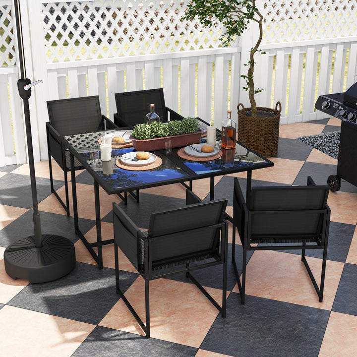 5 Piece Garden Dining Set with Breathable Mesh Seat