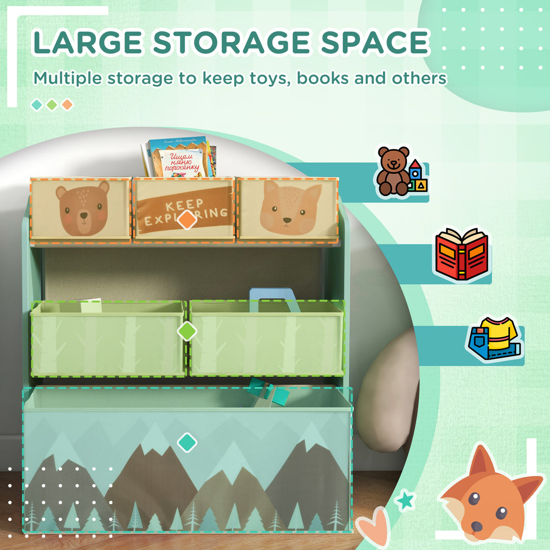 Children's Toy Storage Unit with 6 Fabric Bins