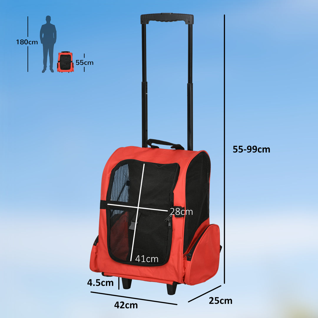 Pet Backpack Trolley: Telescopic Handle Carrier for Furry Friends on the Go