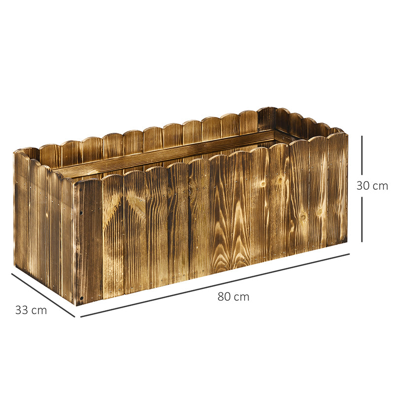 70L Garden Flower Raised Bed Pot Wooden Outdoor Large Rectangle Planter Vegetable Box Herb Holder Display (80L x 33W x 30H (cm))