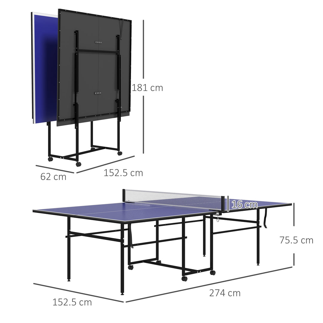 9FT Folding Table Tennis Table with 4 Wheels