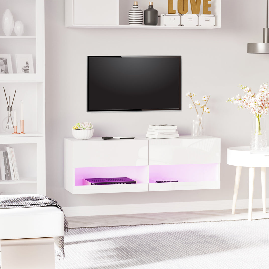 Wall-Mounted TV Stand with 20 LED Lights