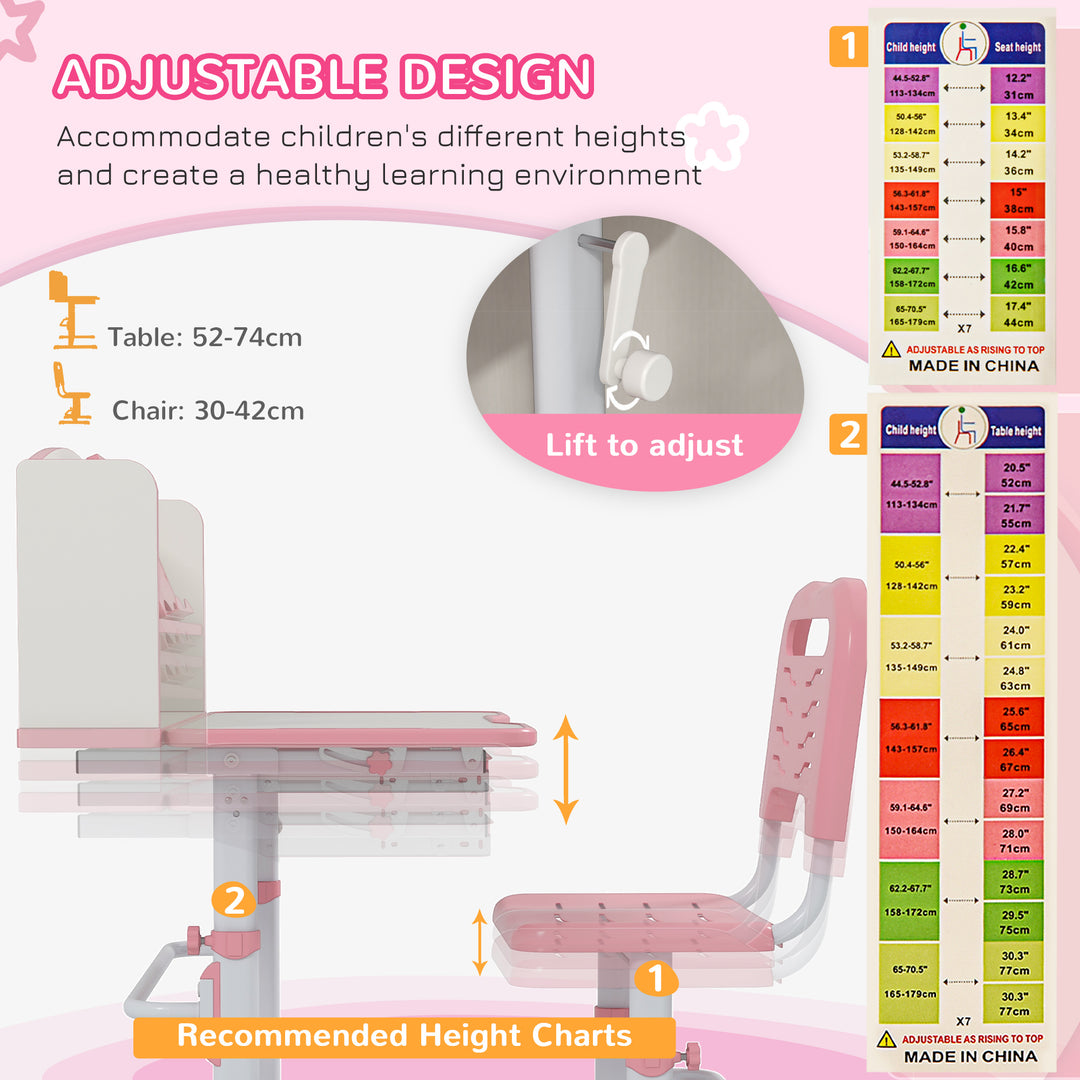 Height Adjustable Kids Study Table and Chair Set