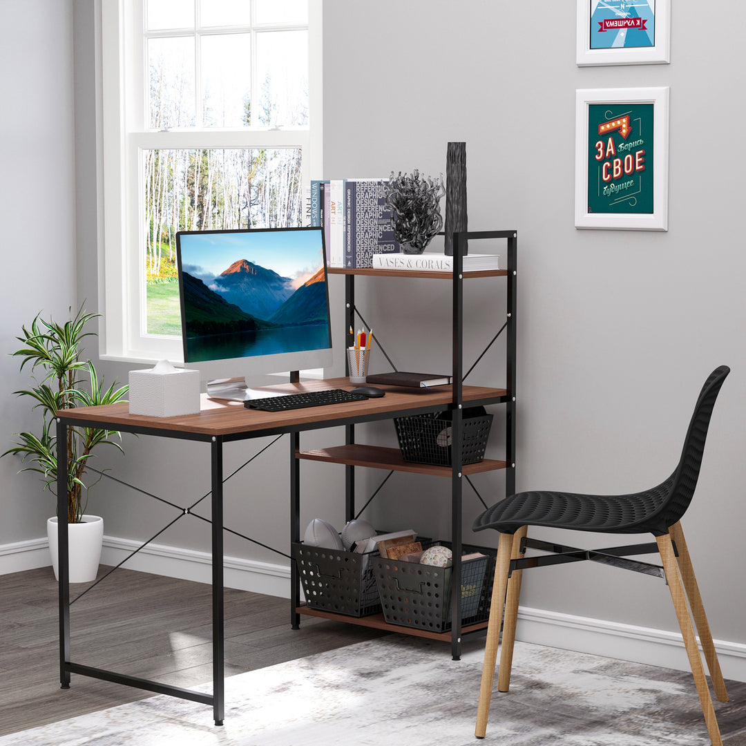 HOMCOM Workstation Desk with Bookshelf