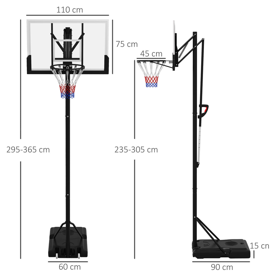 6 Level Height Adjustable Freestanding Basketball Hoop and Stand with Wheels