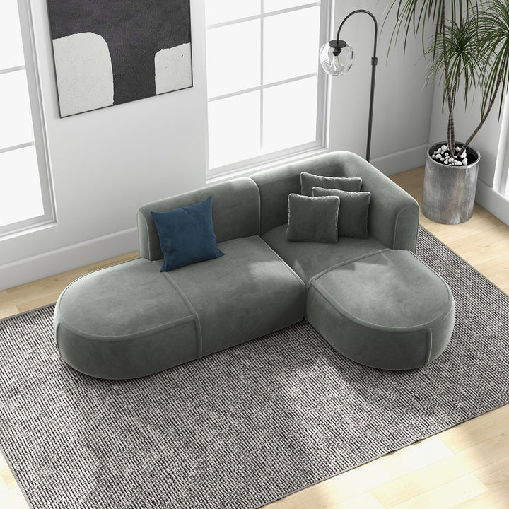 2650mm L-Shaped Sectional Corner Modern Modular Sofa with Pillows in Grey