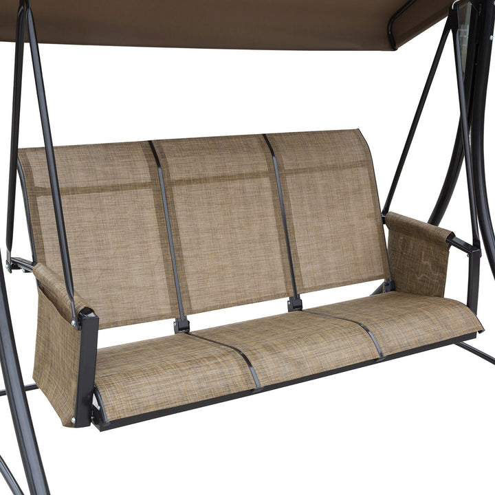 3 Person Outdoor Patio Porch Swing Chair with High Back Design