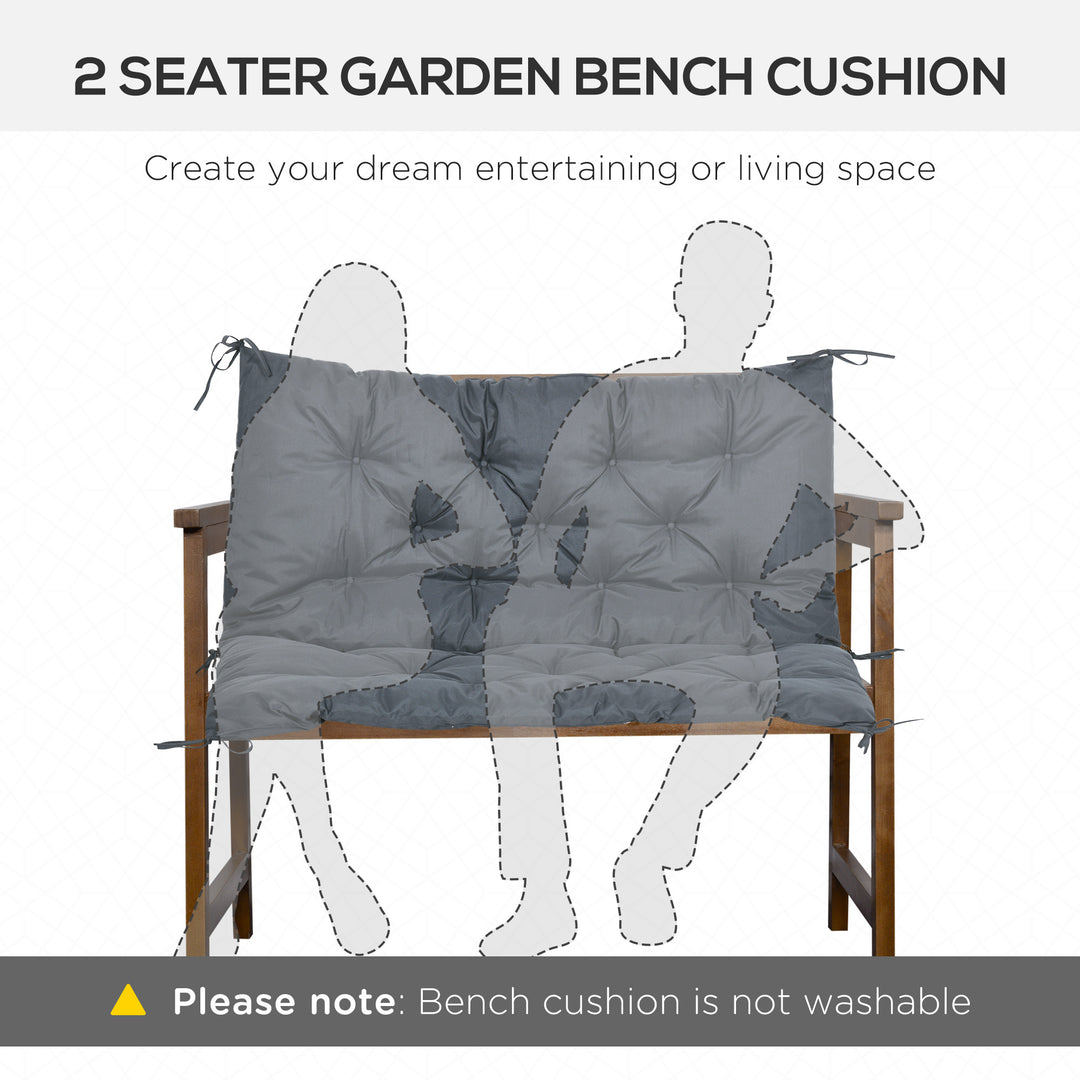 Garden Bench Cushion: 2-Seater Padded Chair Pad with Back & Ties