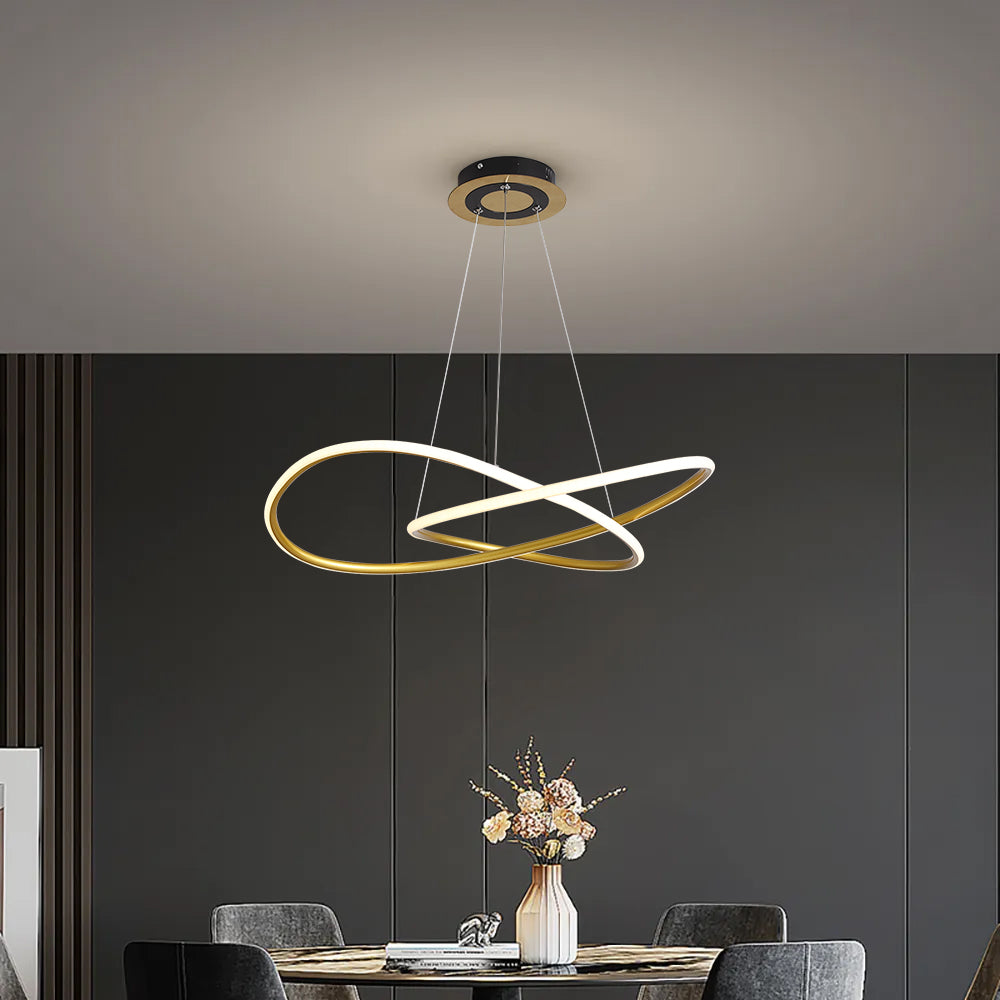 Minimalist Gold Circle Pendant Light LED Ceiling Light Adjustable Height