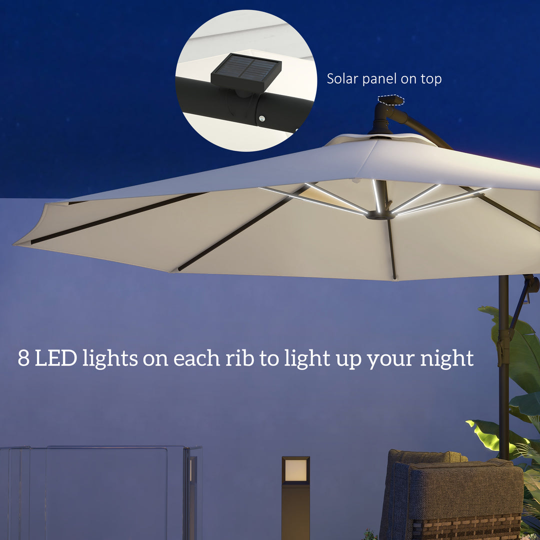 3(m) Cantilever Parasol with Solar LED Lights