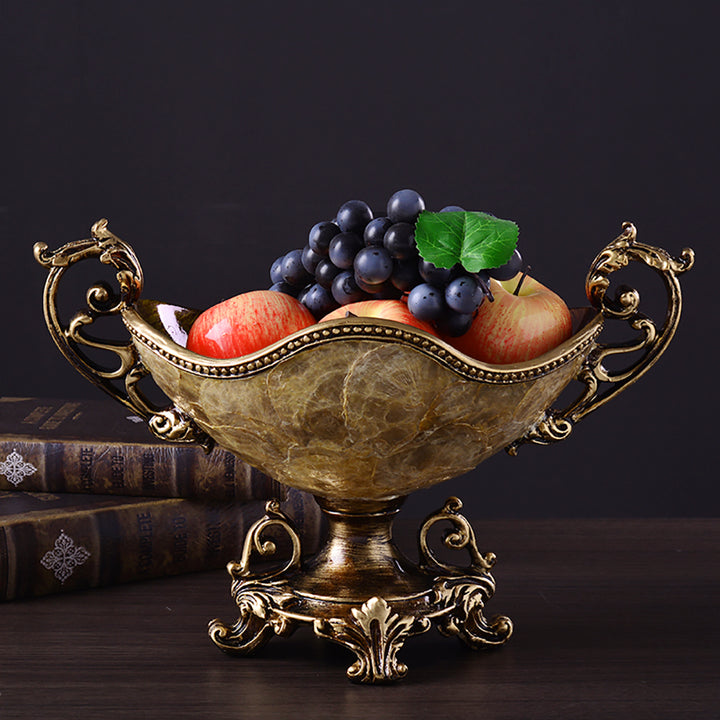 Shellium Brown Fruit Basket Decorative Bowl Resin & Shell Snack Tray