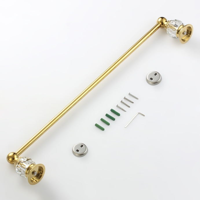 Charles Modern Wall-Mount 24 Inch Crystal Gold Finish Bathroom Single Towel Bar