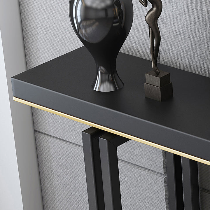 1200mm Entry Accent Table Narrow Console Table Black Solid Wood & Metal in Large