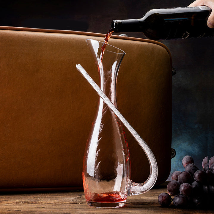 Creative Wine Decanter with Silver Cystal-Filled Handle