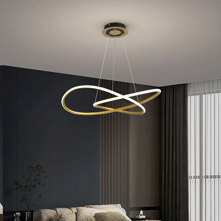 Minimalist Gold Circle Pendant Light LED Ceiling Light Adjustable Height