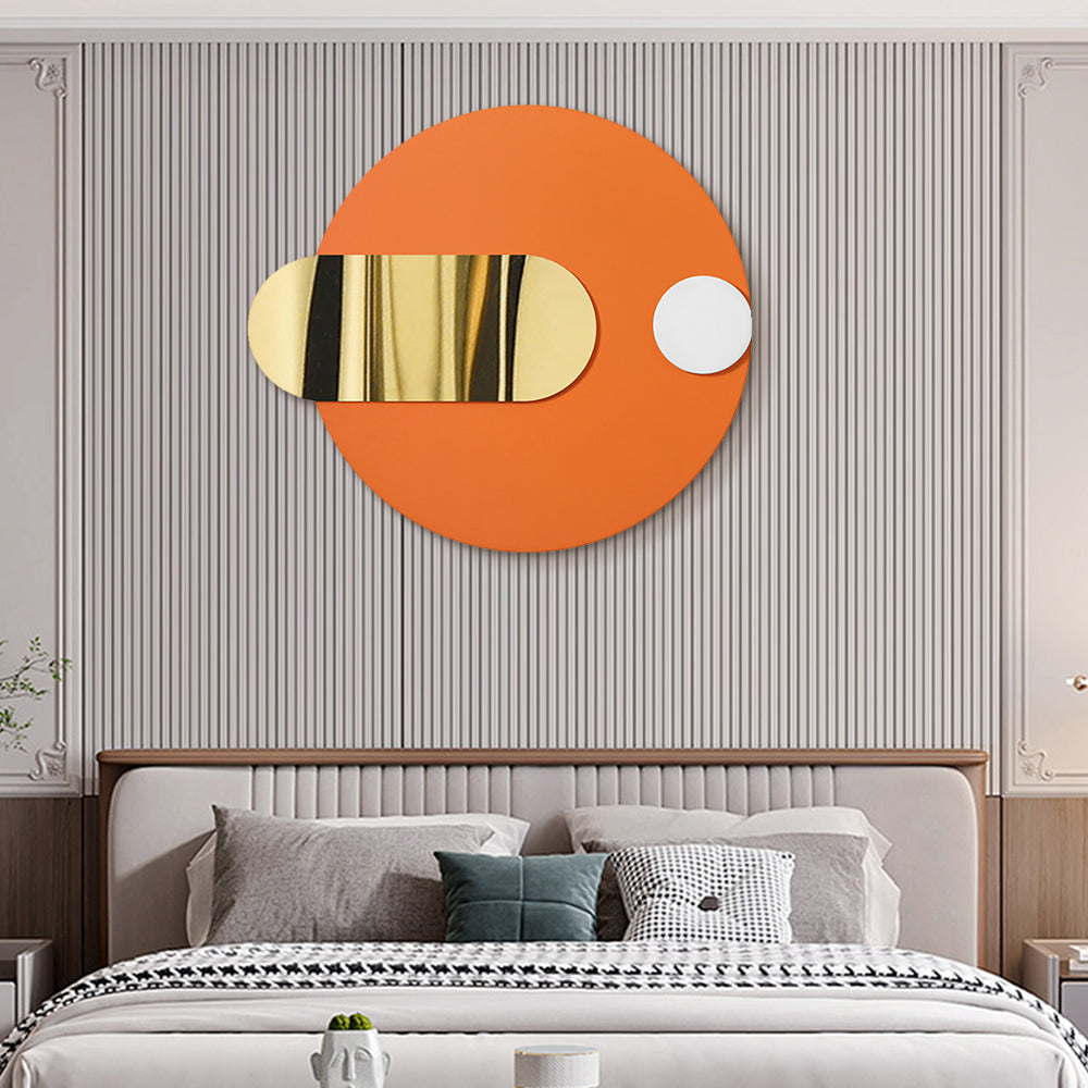 Modern Geometric Pattern Metal Wall Decor Handmade Wall Accent 780mmW Orange & Gold