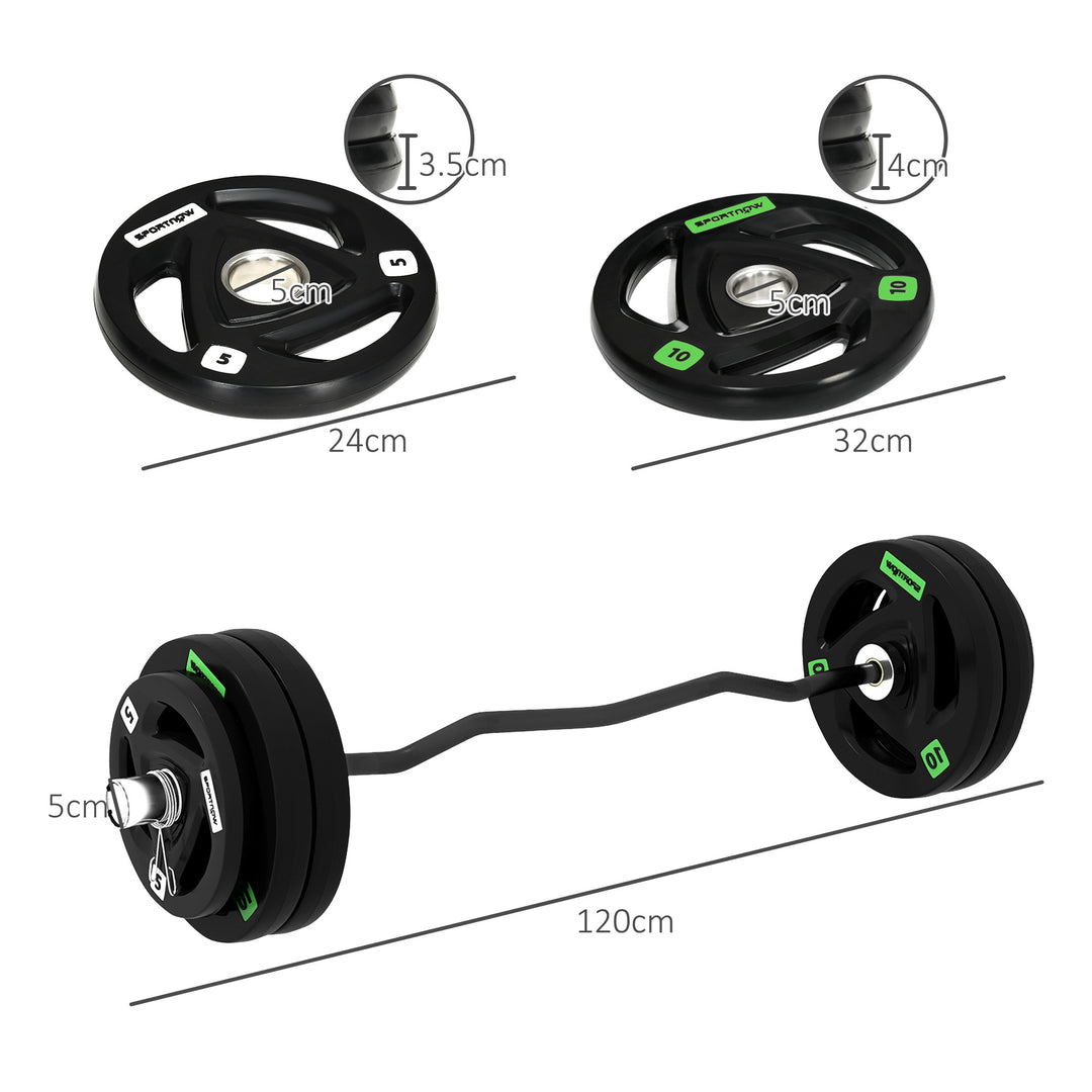 Olympic EZ Curl Bar with 50kg Weight Plates