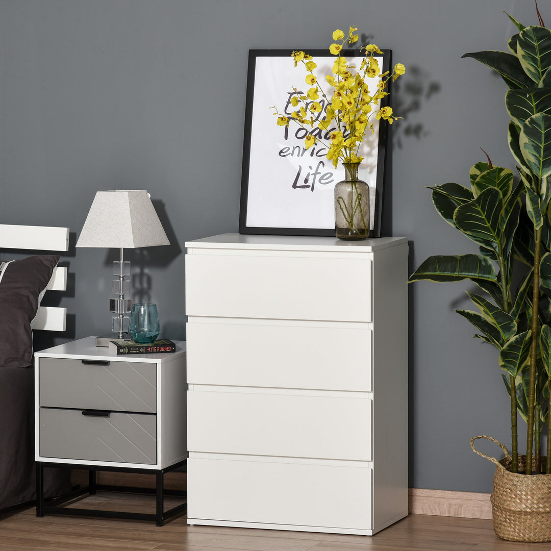 HOMCOM Chest of Drawers: 4-Drawer Storage Cabinet, White Tower Cupboard for Bedroom & Living Room Aosom UK