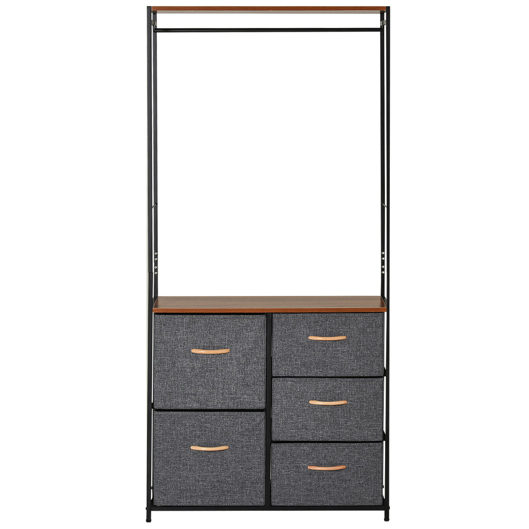 HOMCOM Wardrobe Dresser with 5 Drawers, Black/Brown