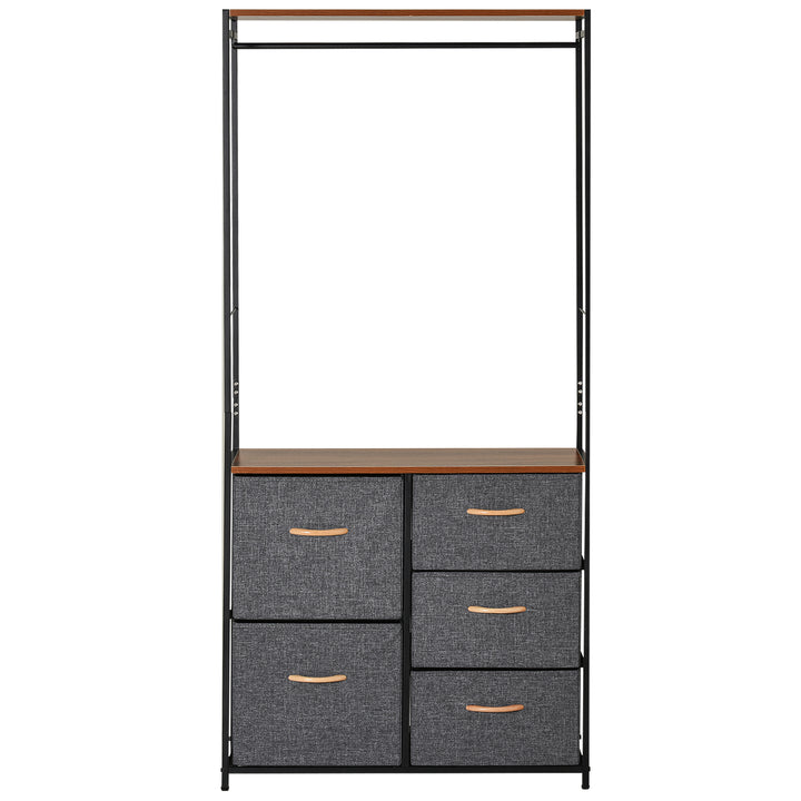 HOMCOM Wardrobe Dresser with 5 Drawers, Black/Brown