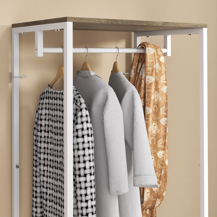 Hallway Coat Rack and Shoe Bench Tree - Grey