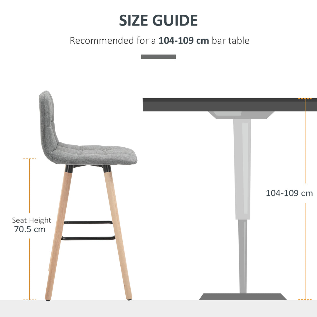 Bar Chair Set of 2 Armless Button-Tufted Counter Height Bar Chairs with Wood Legs & Footrest