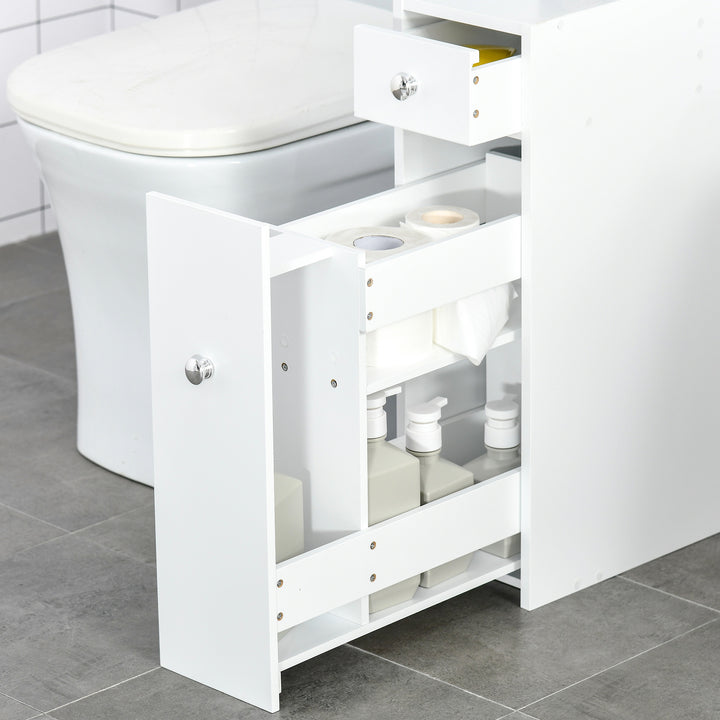 HOMCOM Slim Bathroom Cabinet with Toilet Paper Holder