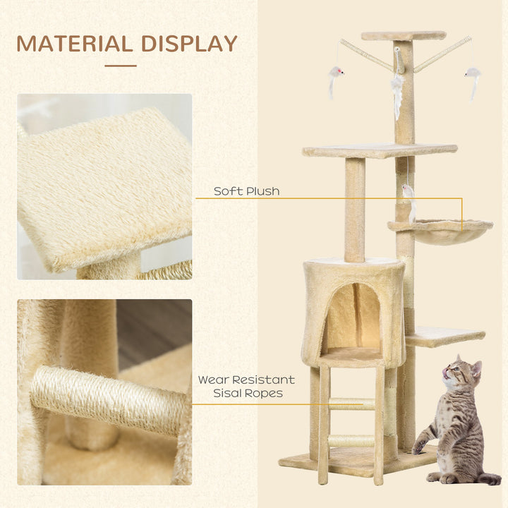 Feline Fort: Towering 131cm Cat Tree with Scratching Posts & Cosy Perches