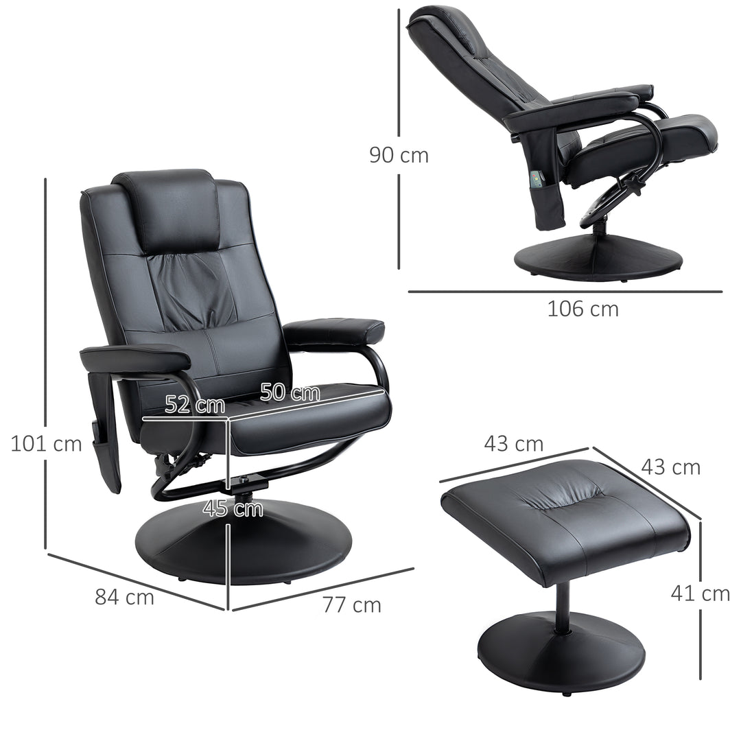 Manual Sofa Reclining Armchair PU Leather Massage Recliner Chair and Ottoman