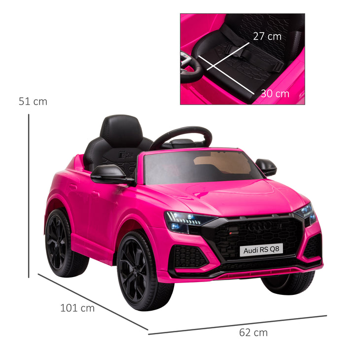 Kids Electric Ride On Car Compatible 6V Battery-powered Audi RS Q8 Toy with Remote Control Lights USB MP3 Bluetooth Pink