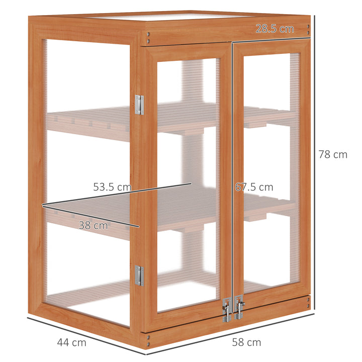 3-tier Wood Greenhouse Garden Polycarbonate Cold Frame Grow House w/ Storage Shelf for Plants