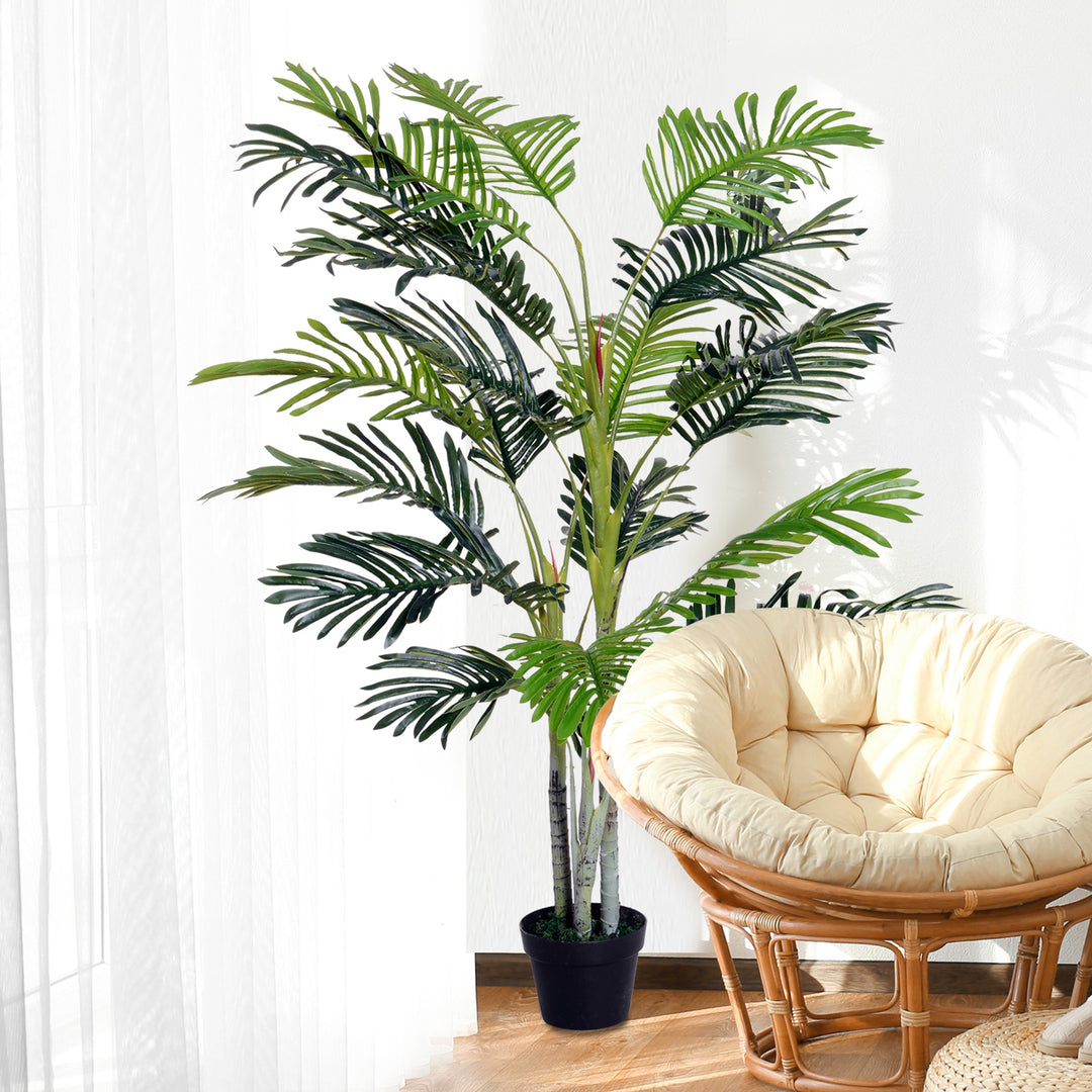 150cm(5ft) Artificial Palm Tree Decorative Indoor Faux Green Plant w/Leaves Home Décor Tropical Potted Home Office