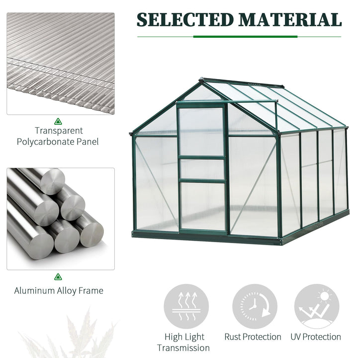 Large Walk-In Greenhouse Aluminium Frame Greenhouse Garden Plants Grow Galvanized Base w/ Slide Door