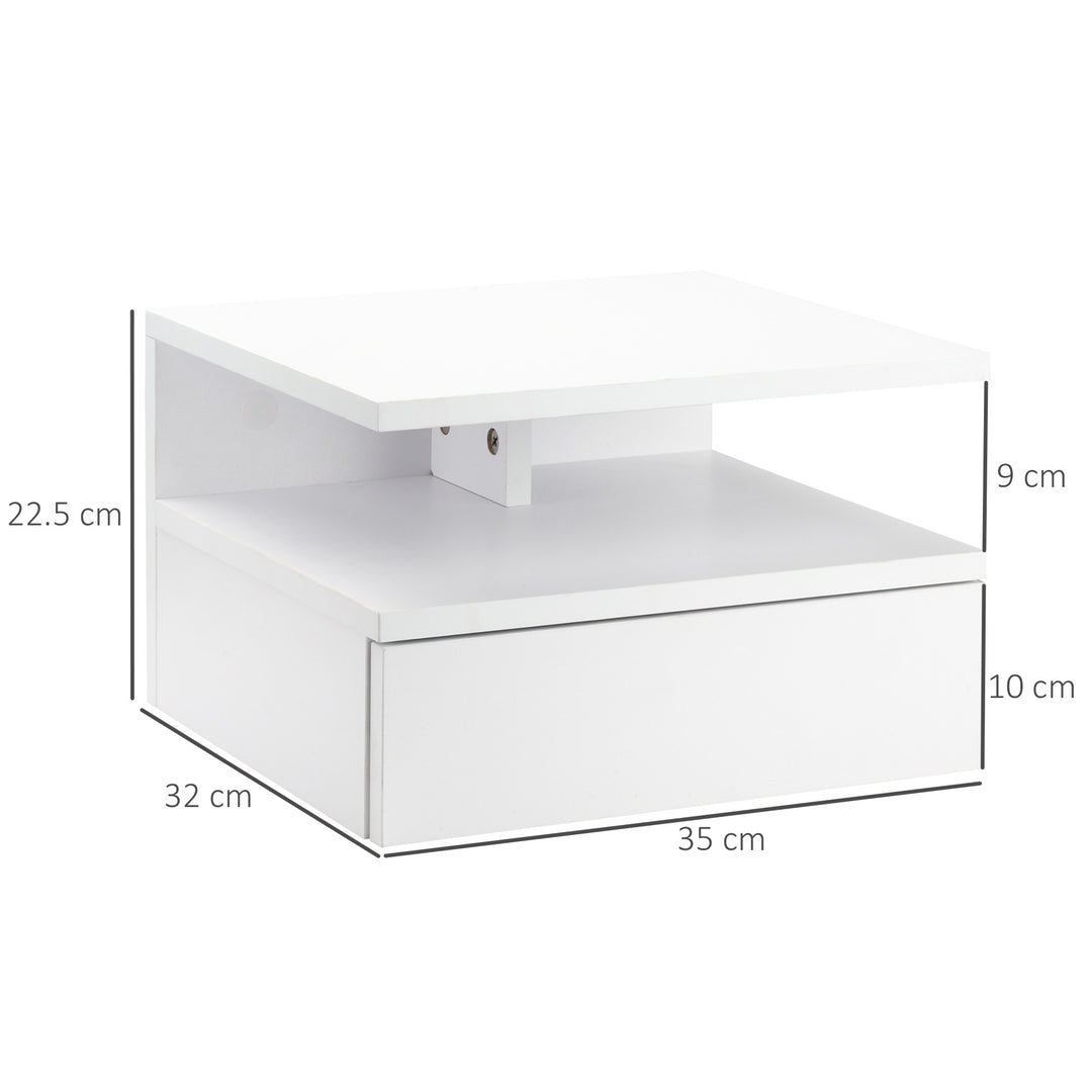 HOMCOM Floating Bedside Cabinet with Drawer and Open Shelf