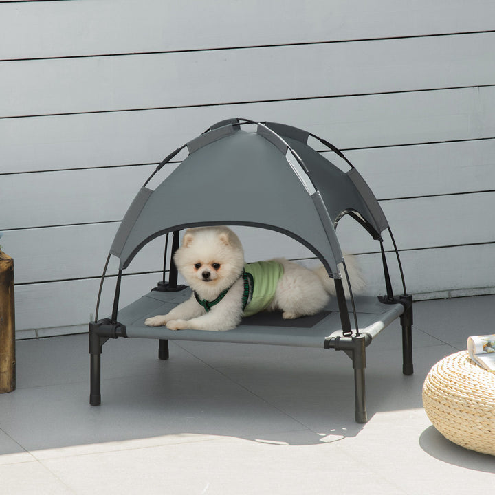 Elevated Pet Bed: Waterproof Mesh Cot with UV Canopy for Small Dogs