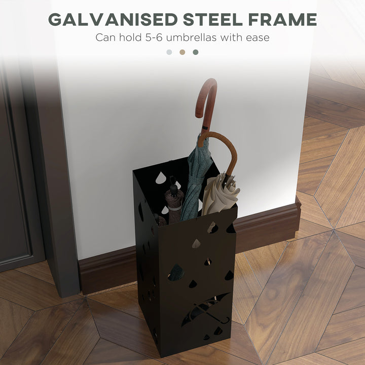 Square Umbrella Stand Freestanding for Hallway with 4 Hooks