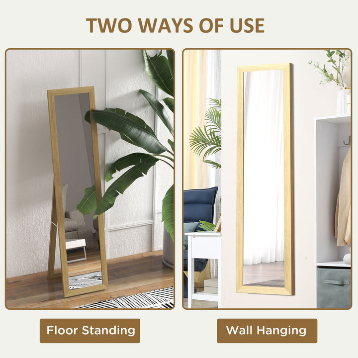 Full Length Wall Mirror w/ Anti-Slip Pads & Wood-Effect Frame for Bedroom