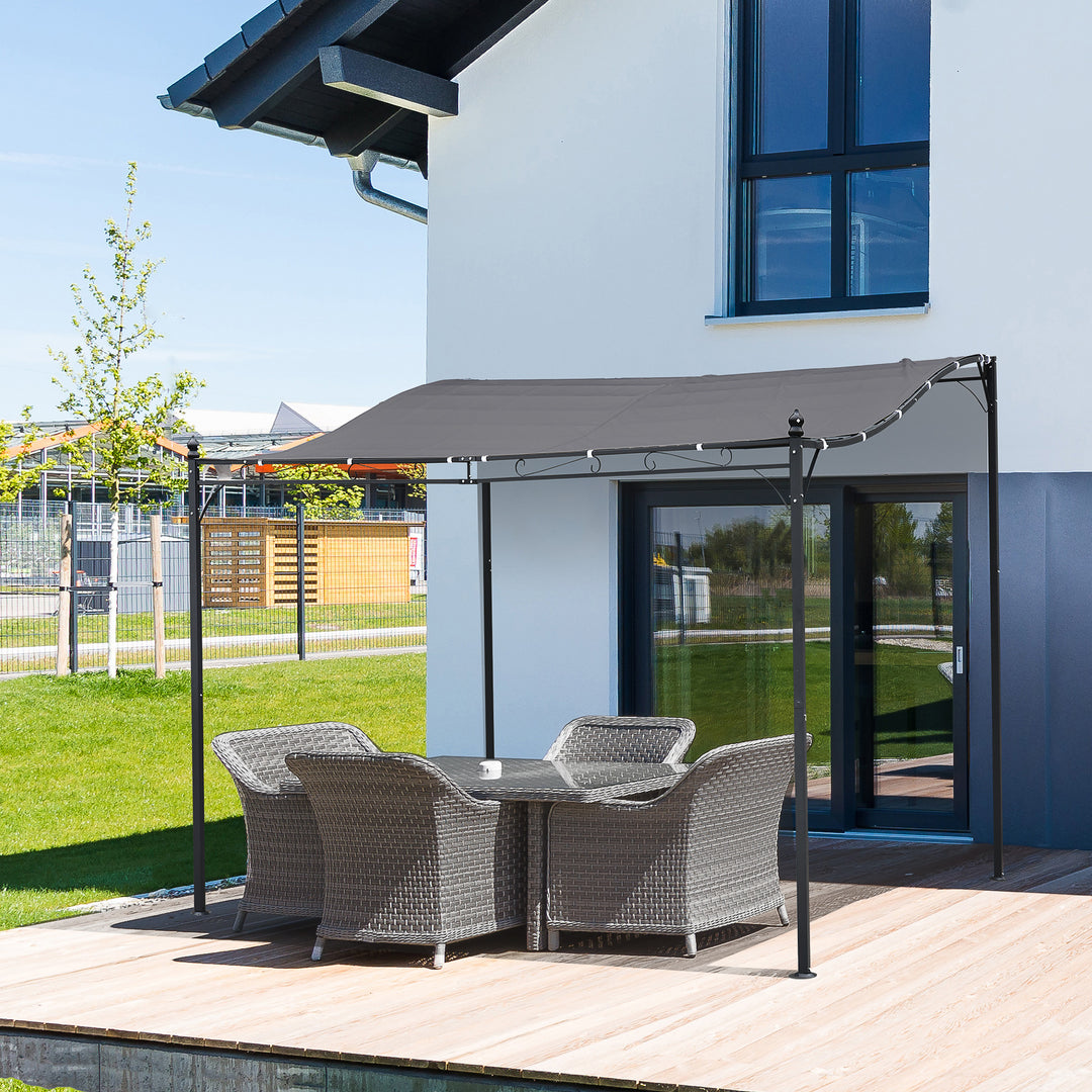 Garden Gazebo Awning 3x3m Freestanding Metal Wall Awning Canopy Grey