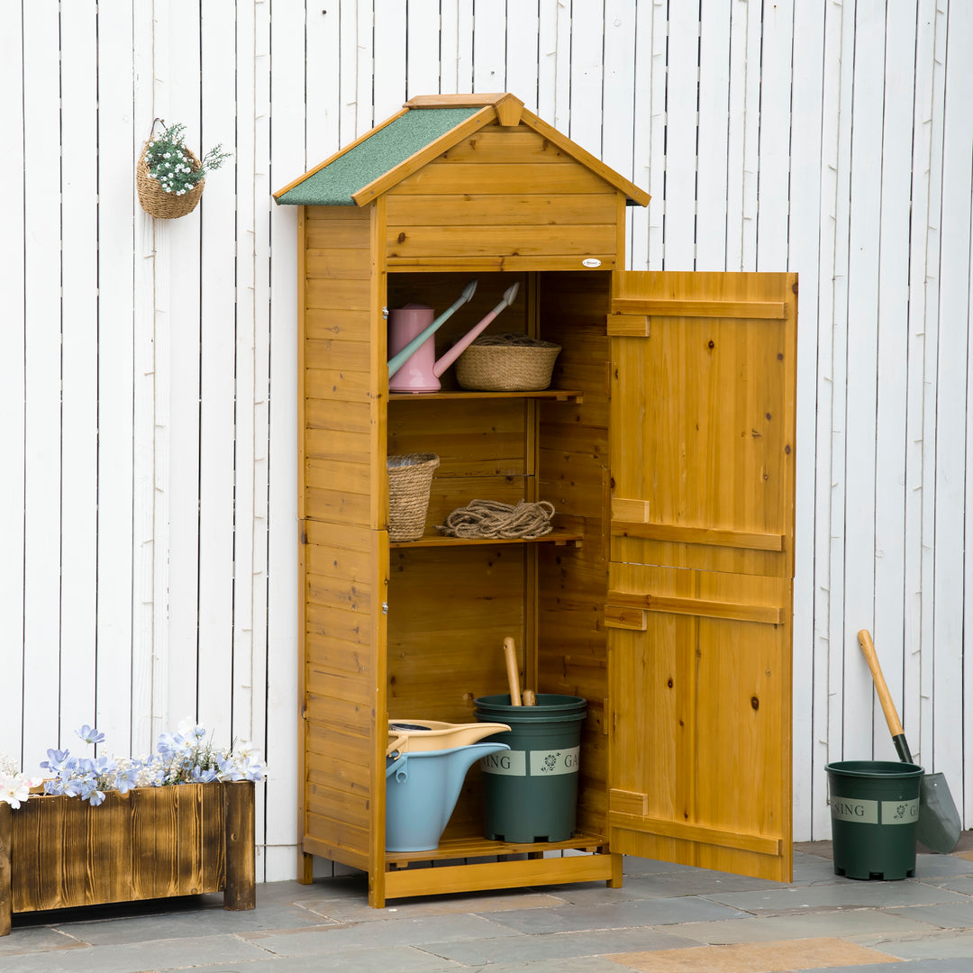 Wooden Garden Storage Shed Utility Gardener Cabinet w/ 3 Shelves and 2 Door