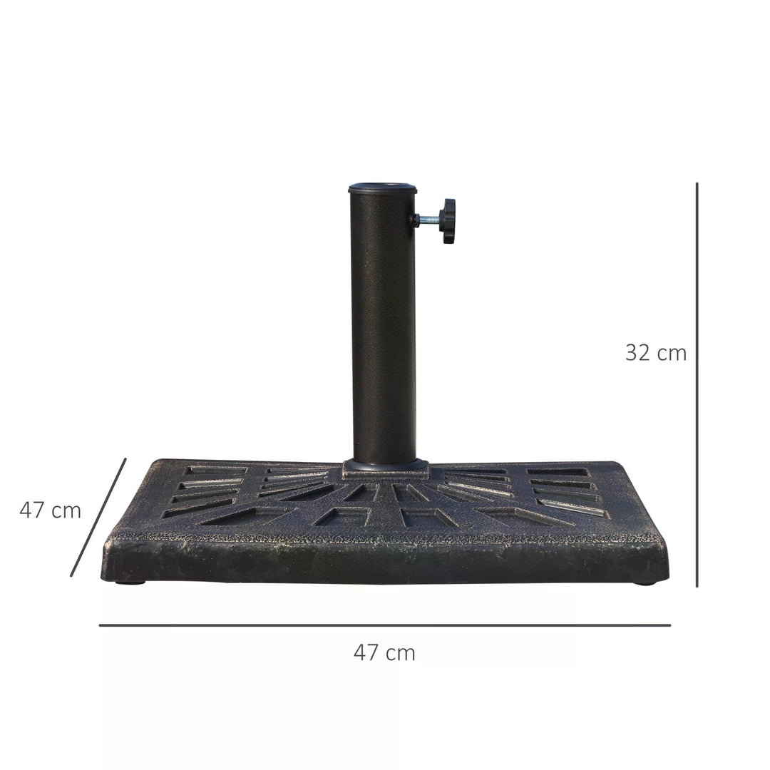 15kg Parasol Base Durable Patterned Colophony Garden Patio Square Umbrella Stand Base Stand Bronze