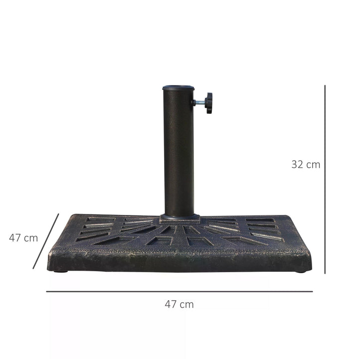 15kg Parasol Base Durable Patterned Colophony Garden Patio Square Umbrella Stand Base Stand Bronze