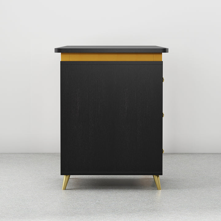 Modern 1400mm Black Wooden Home Office Writing Desk with Drawers in Gold